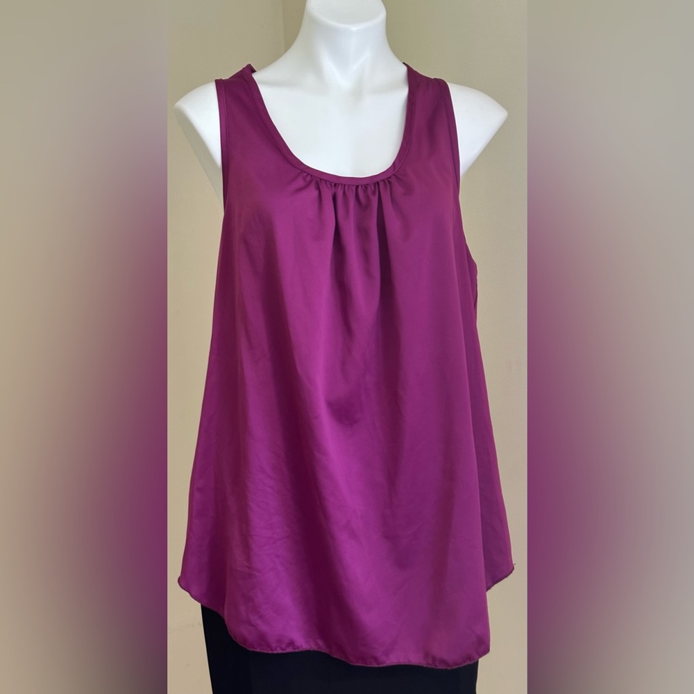 R. Marks New York Pink/Purple Delicate Satin Sleeveless Blouse Bow/Cut Out Sz.1X